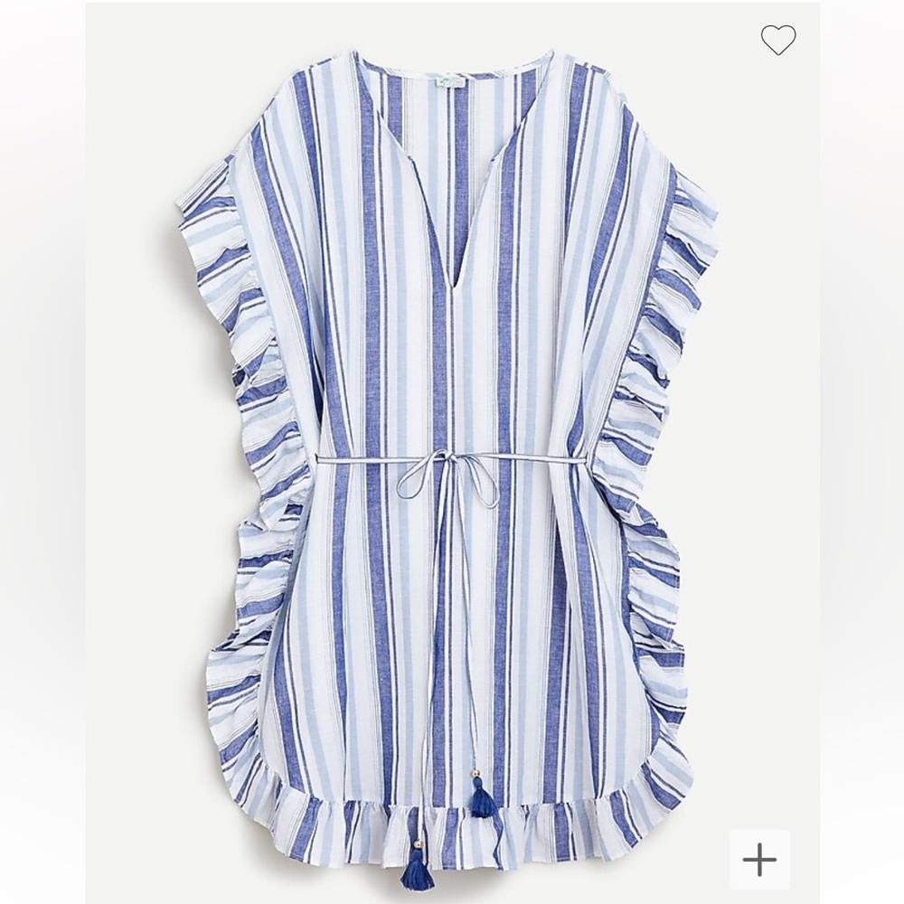 J.Crew side ruffle tunic stripe EUC